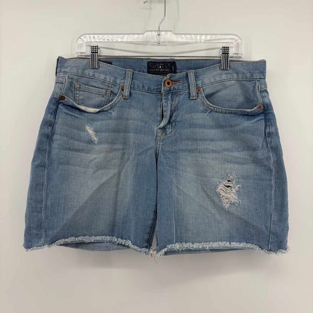 Lucky Brand Womens 6/28 Light Wash Laguna Short Distressed Raw Hem Denim Shorts